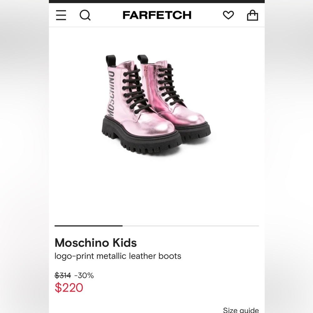 Moschino Kids Metallic Leather Boots (kids size 28)